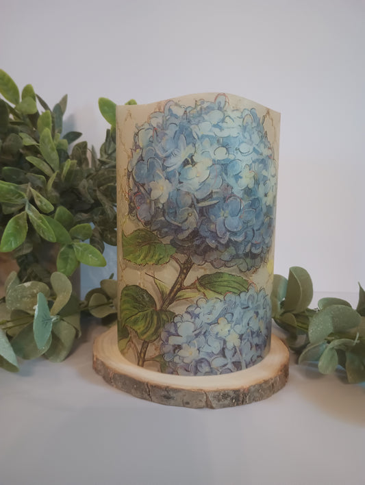 HYDRENGEA FLAMELESS CANDLE W/TIMER /NIGHTLIGHT/HYDRANGEAS CANDLE/ HYDRENGEA/UNIQUE GIFT IDEA/HOUSEWARMING GIFT/ BIRTHDAY GIFT